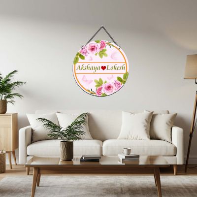 Personalized Couple Name Plate Decorative Rose Art for Bedroom & Living Room & Home Entrance  Couple Door Name Plate Gift For Birthday & Anniversary